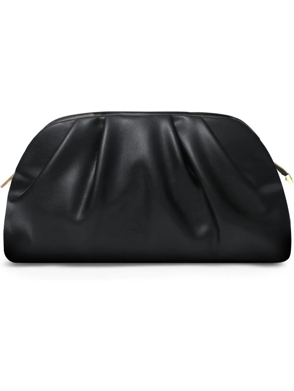 Women's Black Soft Pleated Pu Clutch Purse Elegant Evening Wedding Bag